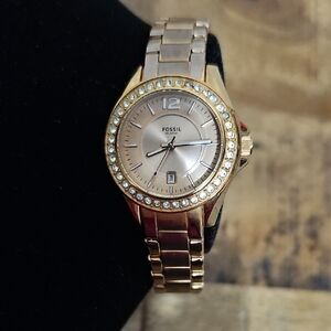 Fossil Rose Gold Crystal-Accent Women's Bracelet Watch